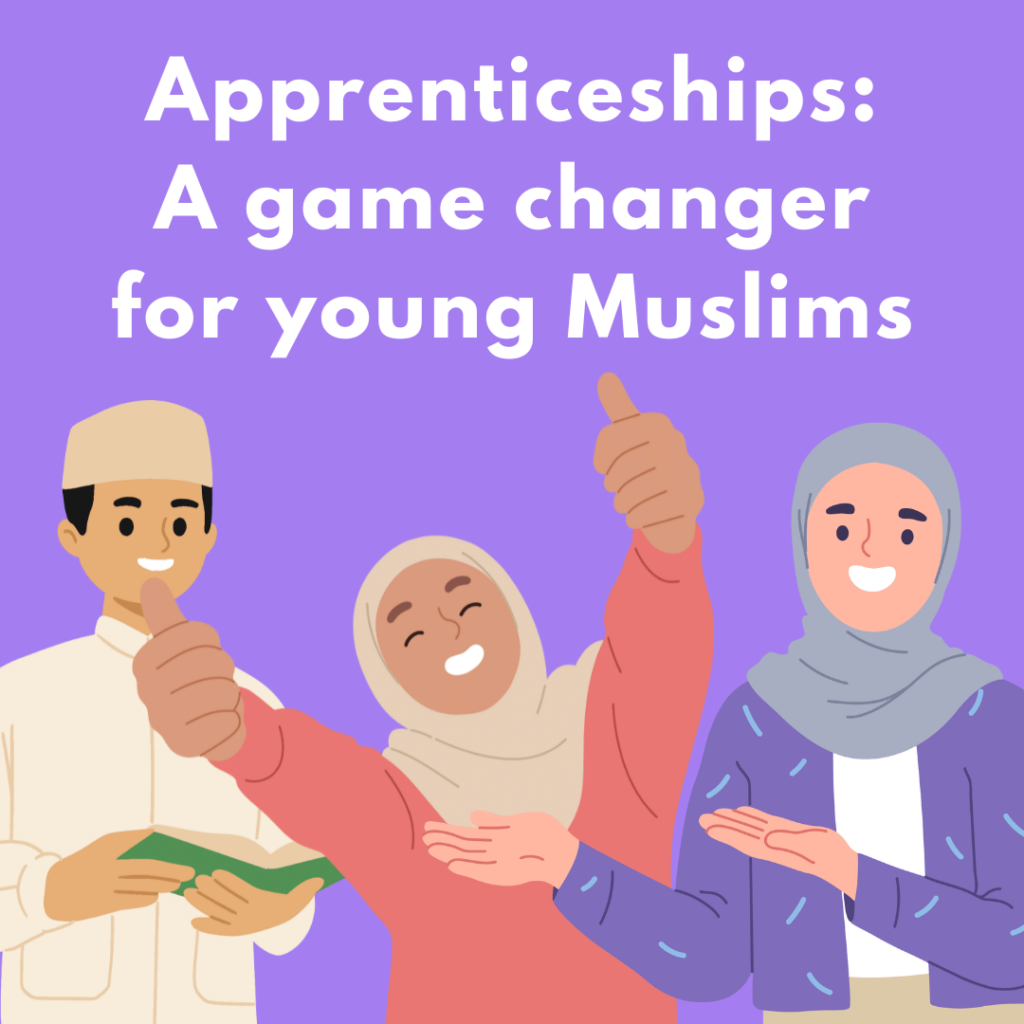 Three young Muslims ready to start their apprenticeships.